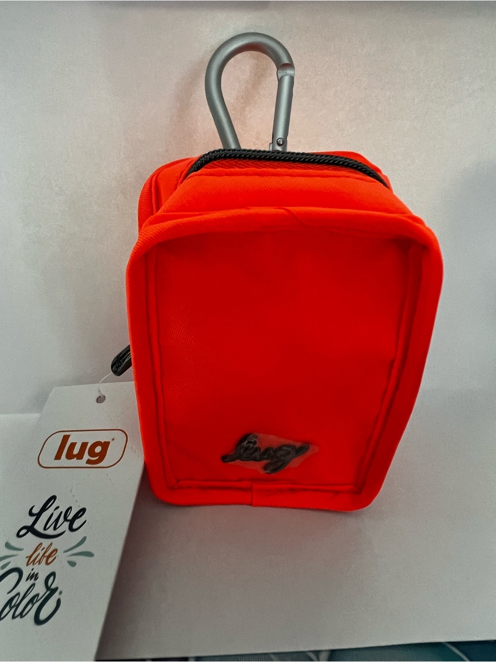 Lug Drizzle Mini Zip Storage Pouch - Coral Neon